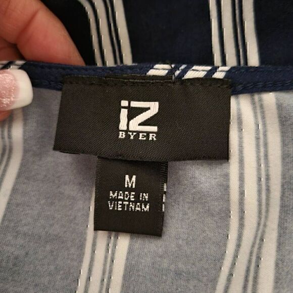 iZ Byer Blue Striped Soft Stretchy Faux Wrap Dress - Picture 9 of 12